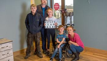 Shane, 5, with his parents Shane and Caroline, his brother Aaron and sister Kaliyah in his new bedroom suite
