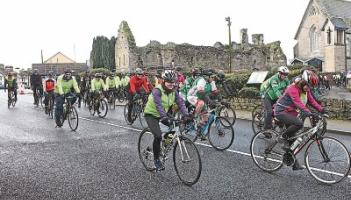 Cyclists setting off at the start of the Doll’s Charity Cycle from Hospital GAA Club in aid of the Irish Pilgrimage Trust who take 500 children to Lourdes each year Picture: Dave Gaynor