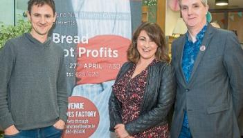 At the launch of Bread not Profits, musician David Blake, one of the cast members Georgina Miller and playwright Mike Finn Picture: Keith Wiseman