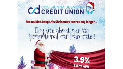 Drive into the New Year with Cois Sionna Desmond Credit Union’s limited-time car loan offer