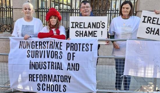 Hunger strike outside D&aacute;il &Eacute;ireann by survivors of industrial and reformatory schools in late 2025