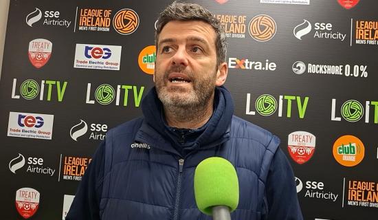 WATCH: Treaty United manager Tommy Barrett reacts to his side's 2-2 draw with Kerry FC at the Markets Field