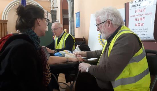 Rotarians to host free drop-in blood pressure clinic in Limerick