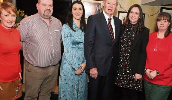 M&iacute;che&aacute;l &Oacute; Muircheartaigh with Dara O'Brien, Jack O'Shea, Breda Moloney, Kate O'Connor and Antoinette Mullins