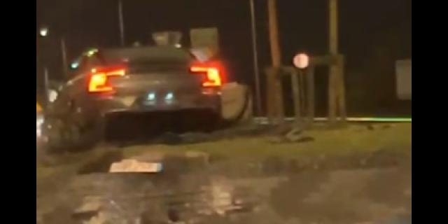 Car lands right in the middle of busy Limerick roundabout