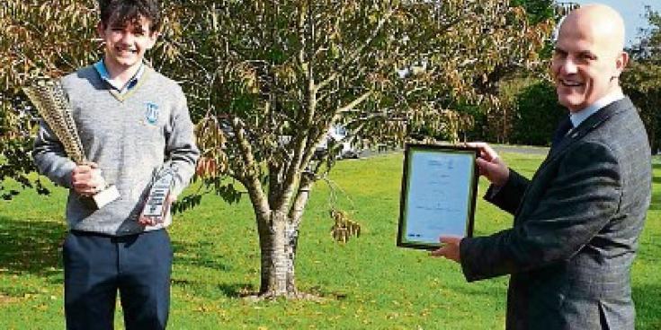 Student Kieran wins award after ‘transmitting’ his idea to judges
