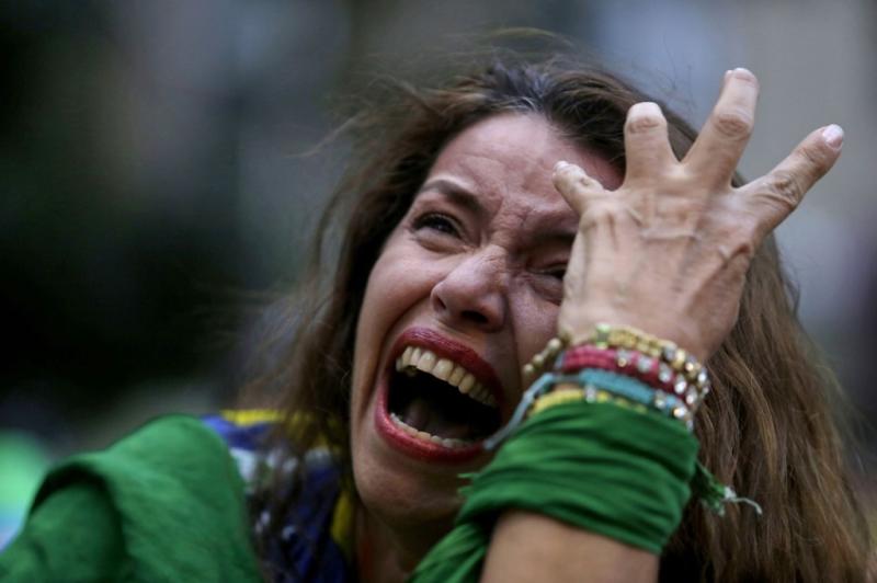 Brazilian woman cries