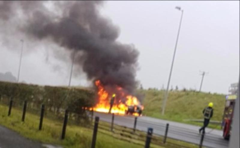 Gardaí close road as emergency services attend jeep fire in Limerick