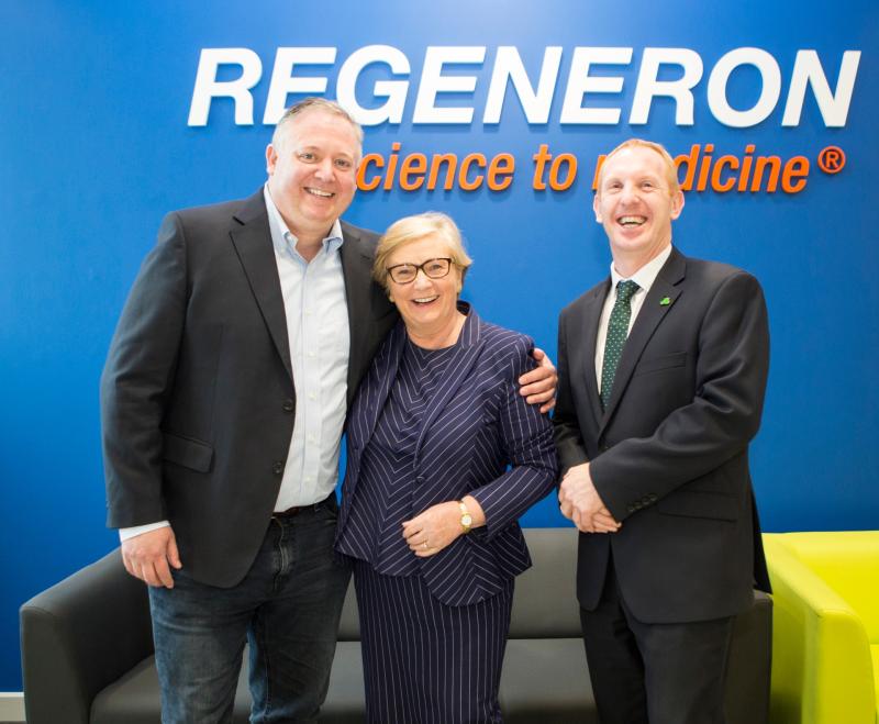 Niall O’Leary, Regeneron, with Tánaiste Frances Fitzgerald and Michael Lohan, IDA, at the announcement Picture: Press 22