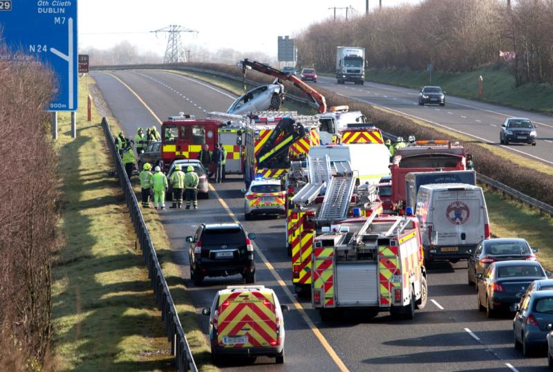 The M7 was closed northbound following a three car collision Pictures: Press 22