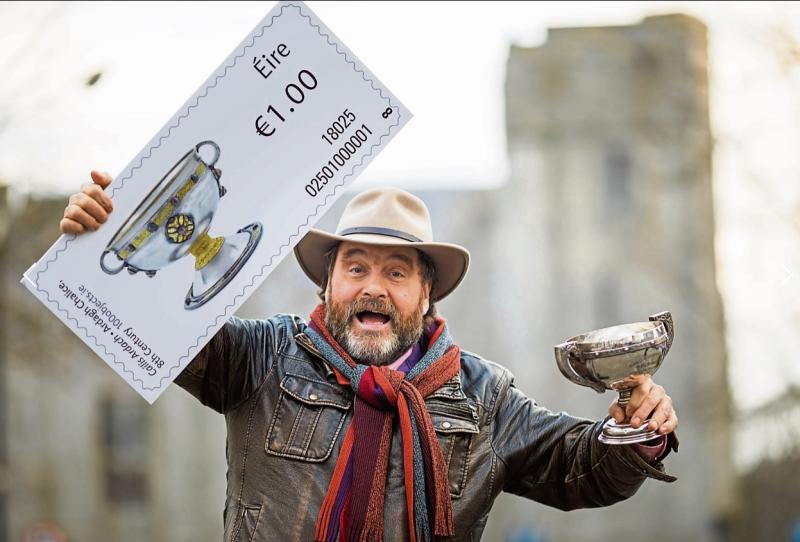 Brendan Grace at the launch of the An Post Ardagh Chalice Stamp at the Newcastle West Post Office Pictures: Sean Curtin/True Media