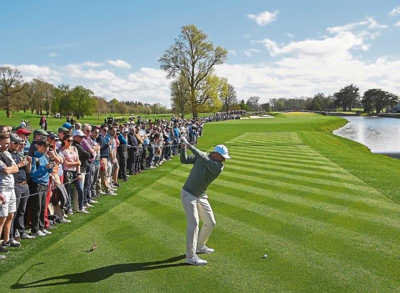 Rory McIlroy teeing off at Adare Manor. He faced off in a challenge with Padraig Harrington during the event Picture: Sportsfile