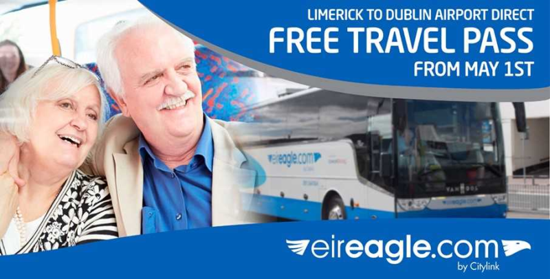 The Eireagle.com coach service from Limerick to Dublin Airport is to accept the free travel pass