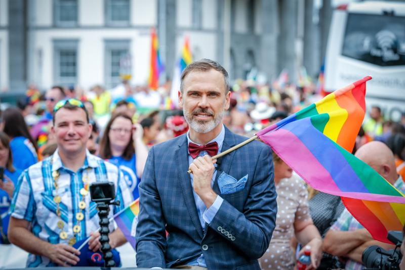 Pride Parade Grand Marshal Richard Lynch during the march Picture: Keith Wiseman