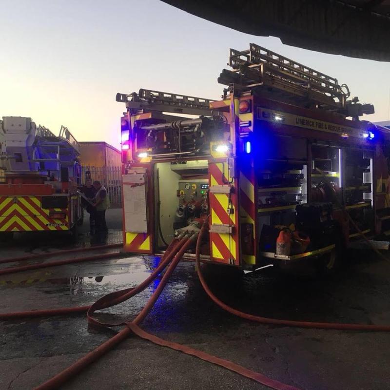 Emergency services tackle industrial fire in Limerick city
