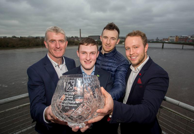 Hurling manager John Kiely and captain Declan Hannon with the monthly award. The manager and team were presented with the overall award this ThursdayHurling manager John Kiely with Alan Feely, Richie 