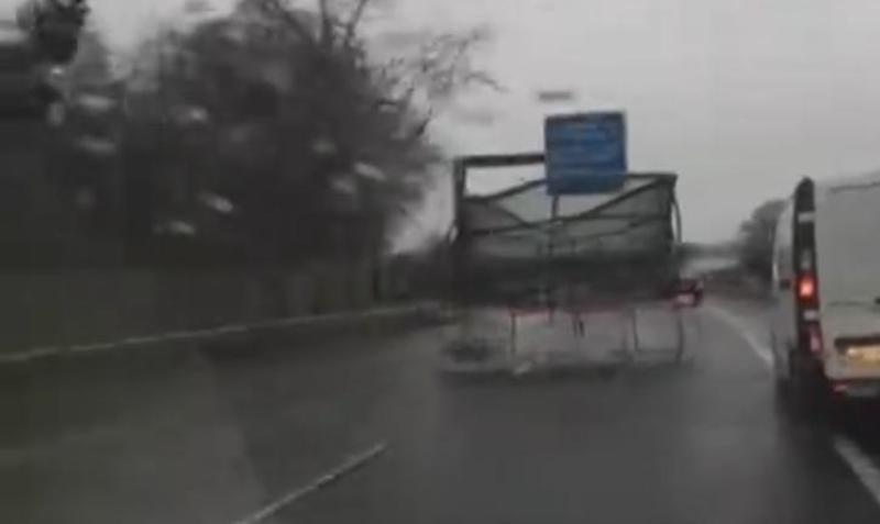 Storm Brendan: Trampoline blocks Limerick motorway