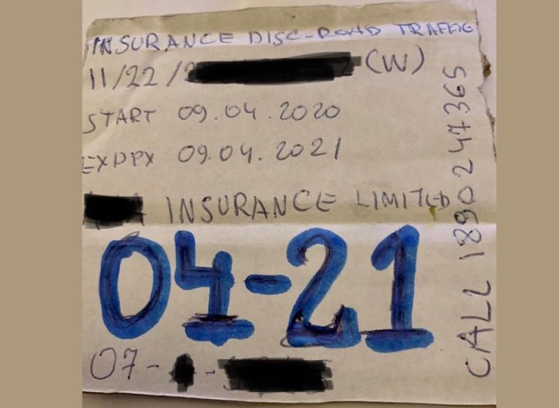 Limerick motorist faces prosecution over&nbsp;&lsquo;homemade&rsquo; insurance disc made during lockdown