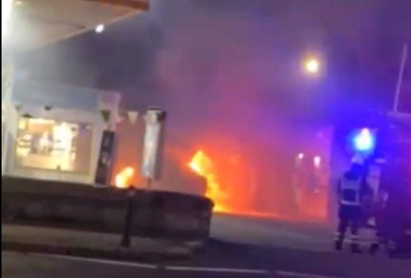 Car goes on fire in Limerick petrol station