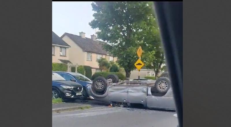 Car overturned after collision in Limerick border town