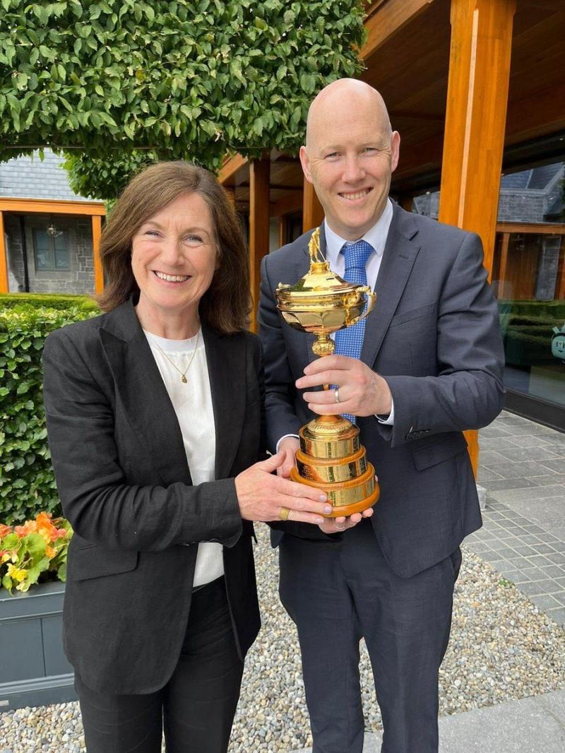 Famous Ryder Cup trophy makes visit to 2027 host venue at Limerick's Adare Manor