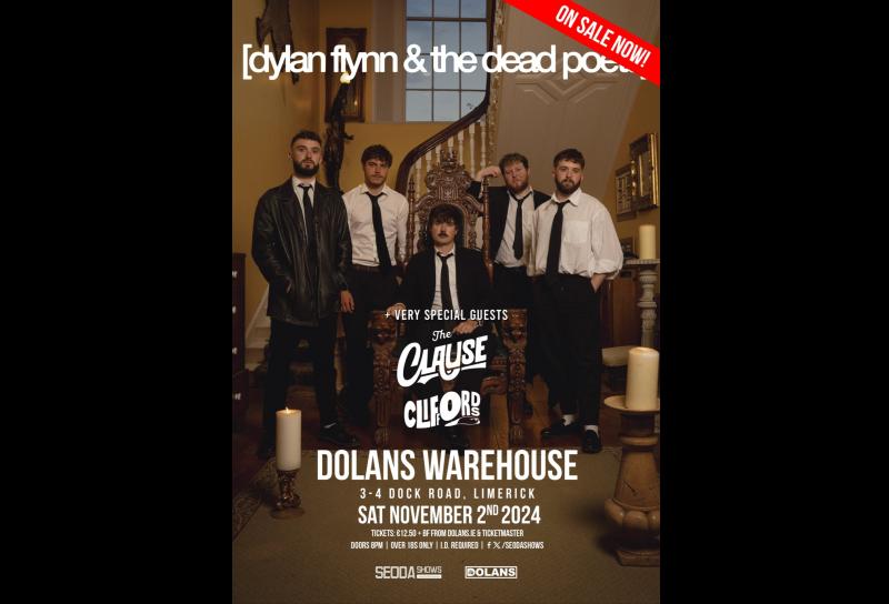 Dylan Flynn & The Dead Poets to play gig in Limerick's Dolans Warehouse