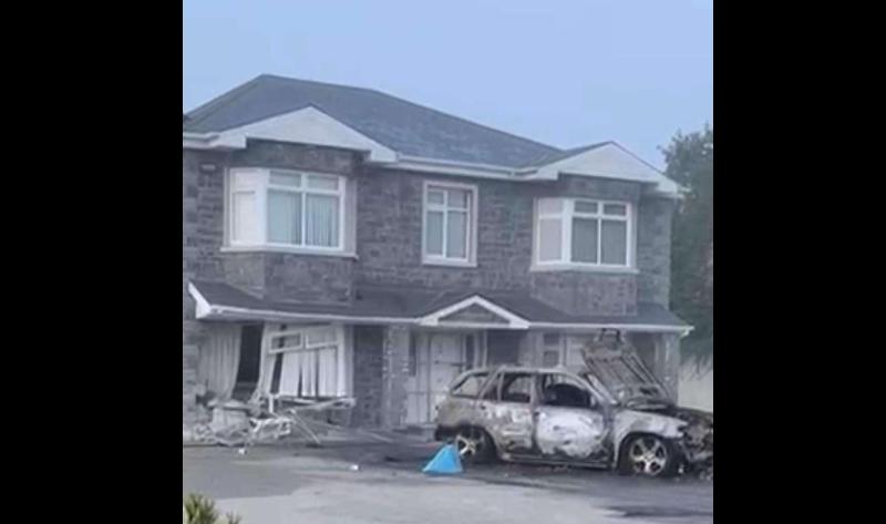 Car explodes in flames after being rammed into Limerick home as part of ongoing feud