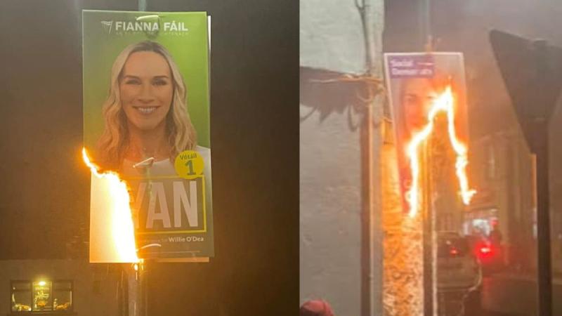 Election posters set on fire in Limerick village