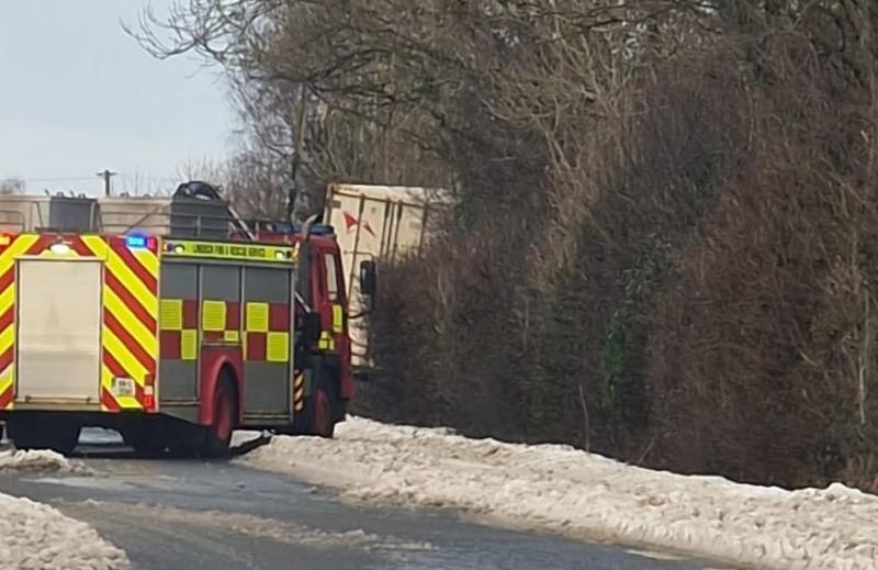 BREAKING: Emergency services respond after truck leaves road in Limerick