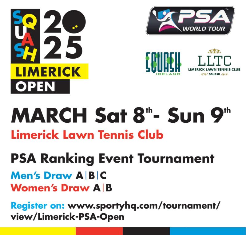 Limerick senior squash open returns to Limerick Lawn this weekend
