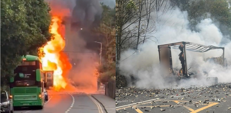 Fire Brigade on scene of 'high intensity fire' as truck set ablaze in Dublin