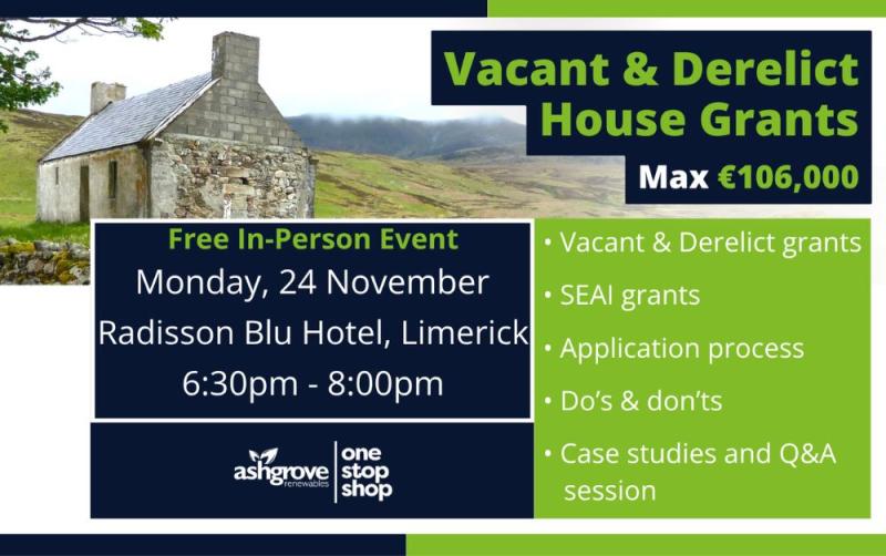 Get up to €106,000 in grants for your vacant and derelict home