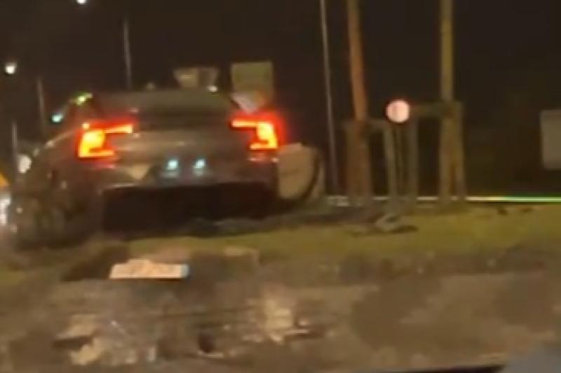 Car lands right in the middle of busy Limerick roundabout