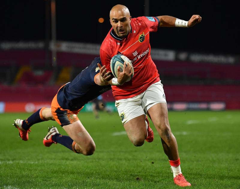 Simon Zebo's hat-trick inspires Munster Rugby to bonus point win