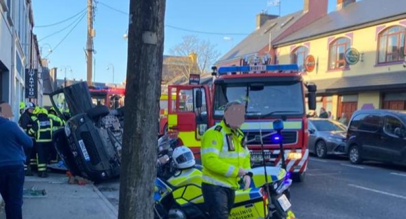 Car flips onto footpath in four-vehicle collision in Limerick town