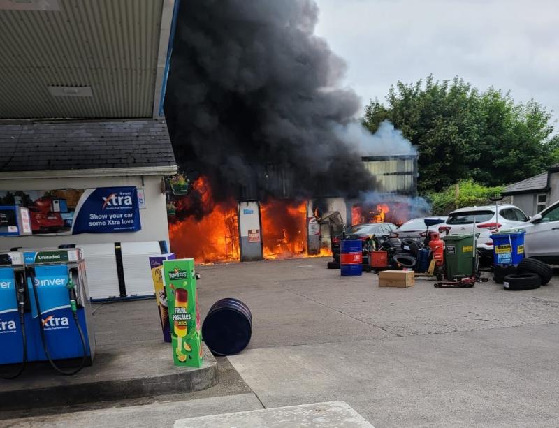 BREAKING: Limerick garage on fire beside petrol station