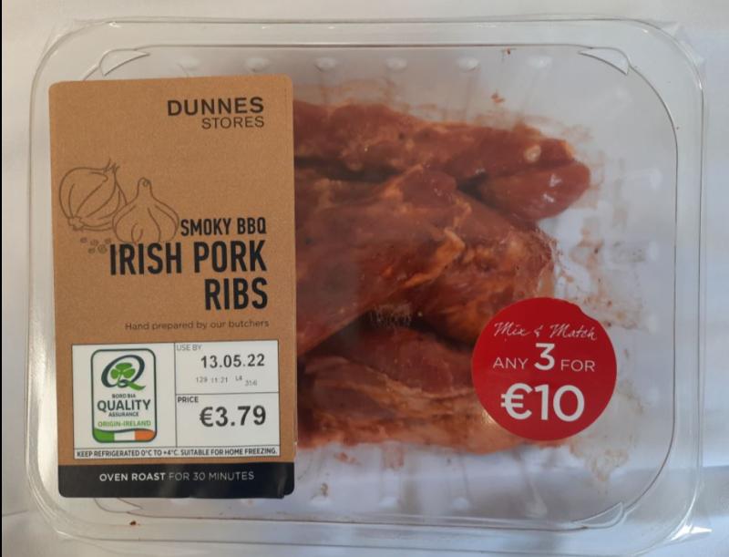 Food Safety Authority warning over batch of pork ribs
