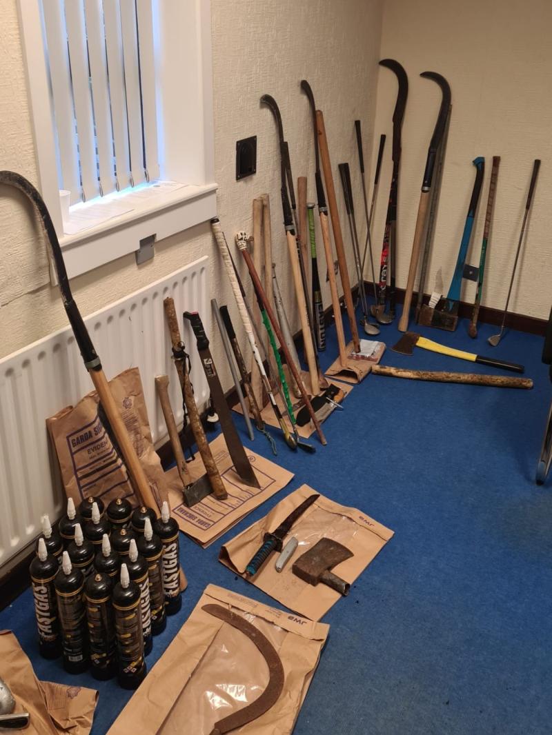 Slash hooks, machetes, golf clubs and petrol bombs seized in town near Limerick border