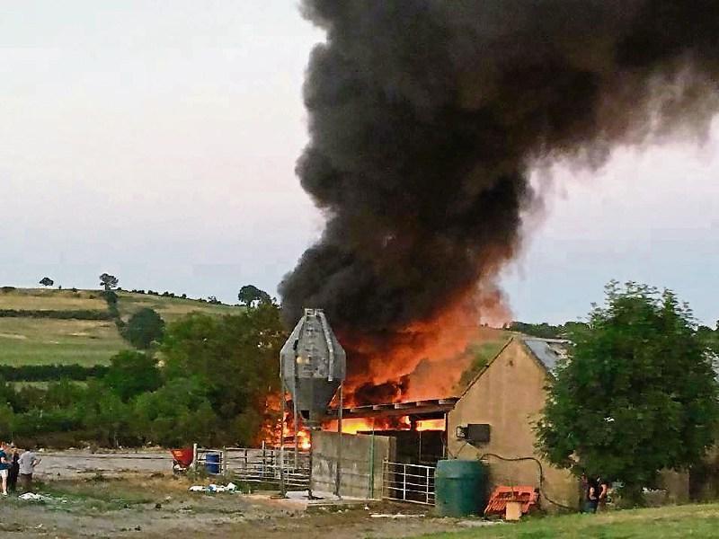 The inferno blazing at the  farm at  Raheen, Ballyneety
