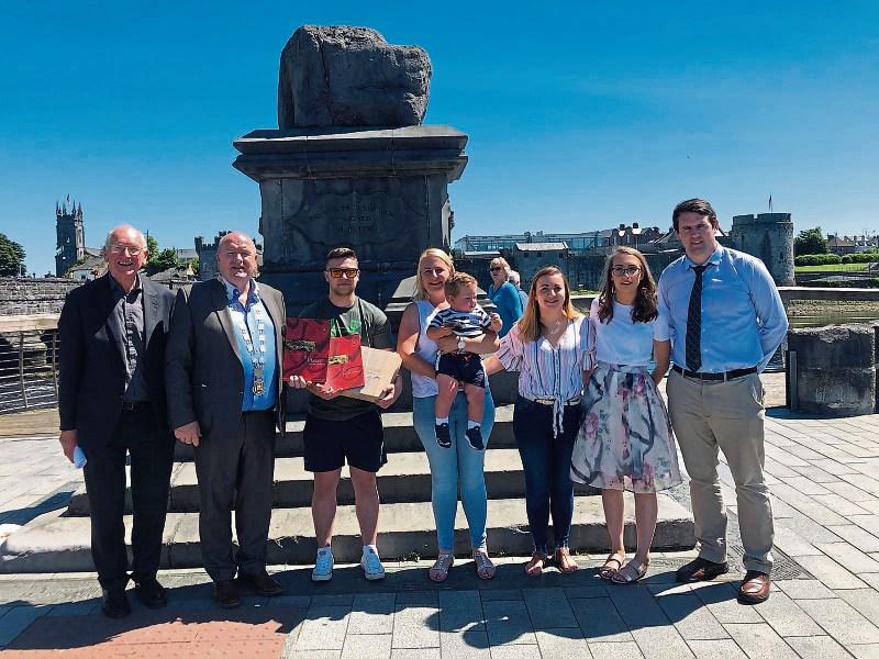Pictured are local parish priest Fr Pat Seaver, metropolitan mayor Sean Lynch, Anthony King, and Peter’s daughters Jean, Michelle and Melissa, alongside local councillor Frankie Daly