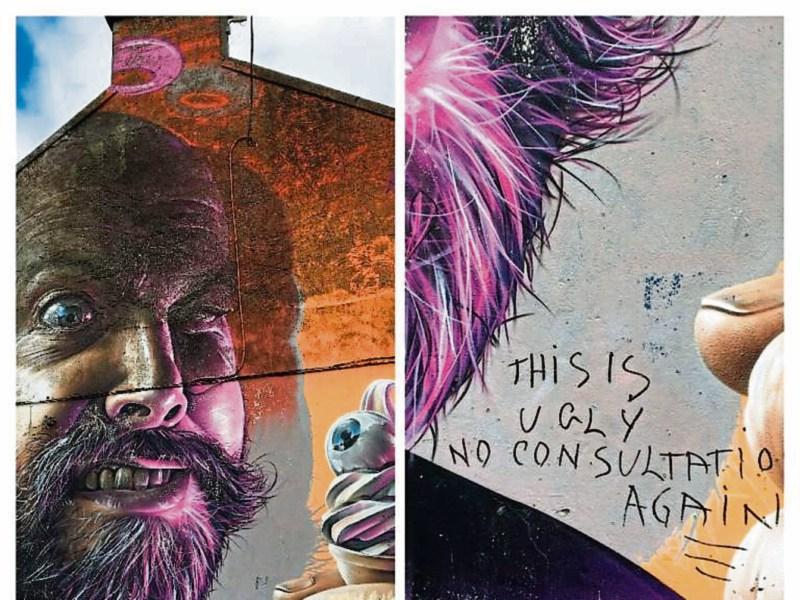 The eye-popping mural in Bridge Street near King John’s Castle which was vandalised
