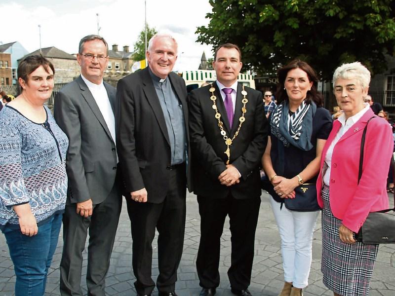 Eimear Hurley Williams, Frank O'Connor, Bishop Brendan Leahy, Mayor James Collins, Olive Foley and Sr Helen Culhane at the street party Picture: Adrian Butler