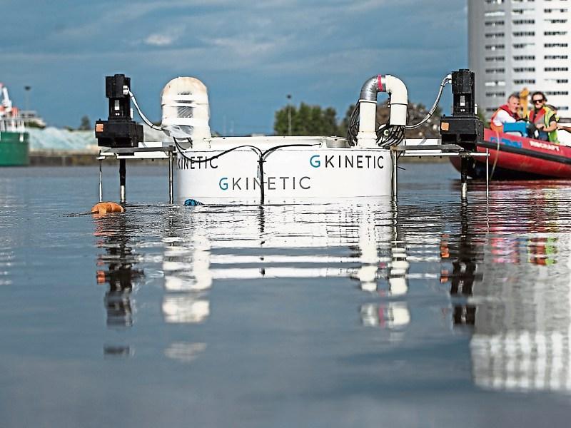 The 8kW prototype turbine designed by GKinetic and built by DesignPro being tested at Limerick docks last year