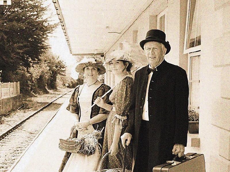 A photo of what passengers may have looked like 160 years ago: Megan and Margaret Freeney with Leslie Hartigan Picture: Tara Hartigan