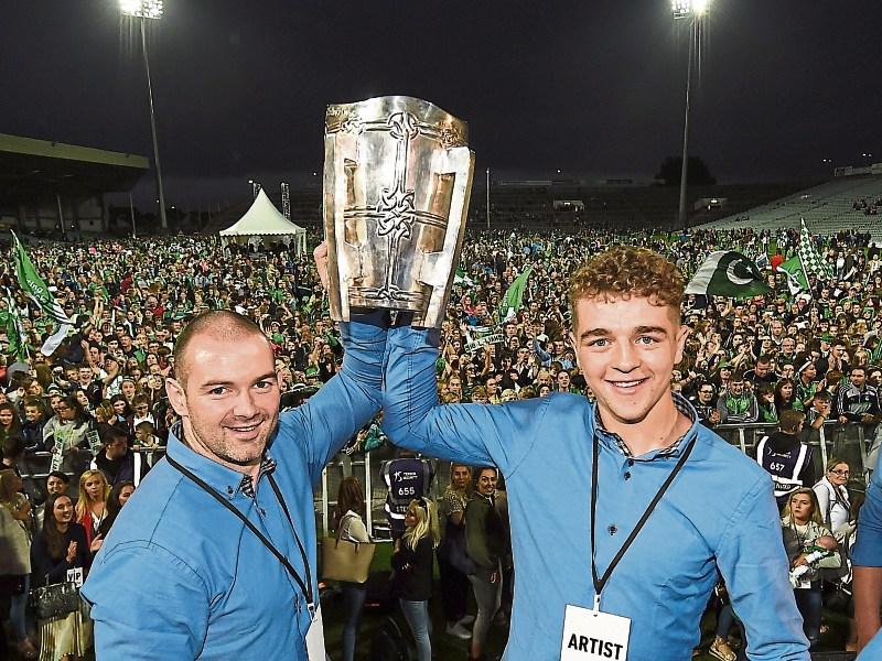  Tom Condon and David Reidy with the Liam MacCarthy cup during the Limerick All-Ireland Hurling Winning team homecoming at the Gaelic Grounds  Picture: Sportsfile