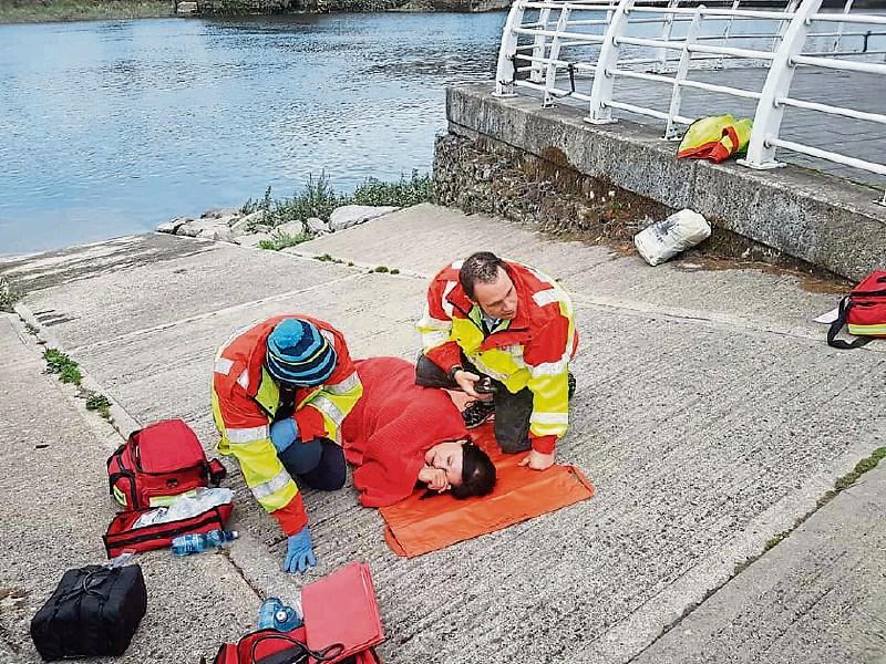 Order of Malta Ambulance Corps, attached to the Limerick City unit, respond to a staged emergency scenario as part of their training