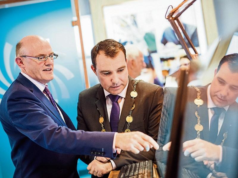 Paul Patton and Mayor James Collins pictured at the new information hub Picture: Brian Arthur