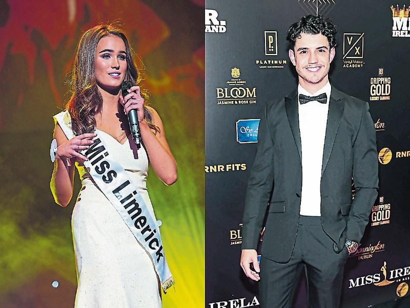 Miss Limerick Beibhinn Haren on stage and Mr Limerick Edwin Fitzgibbon on the red carpet Pictures: Brian McEvoy
