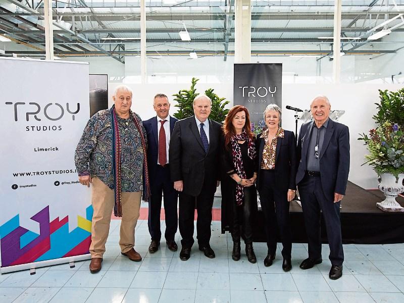 Ossie Kilkenny, director, Troy Studios, Joe Devine, chairman Troy Studios, Michael Noonan TD, Trish Long, Troy Board, Siún Ní Raghallaigh CEO and John Kelleher Picture: Sean Curtin