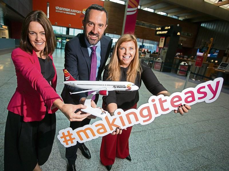 Laura Chawke, Andrew Murphy and Orla Clancy of Shannon Airport launching the campaign Picture: Arthur Ellis